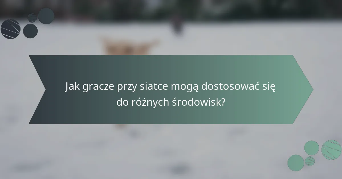 Jak gracze przy siatce mogą dostosować się do różnych środowisk?