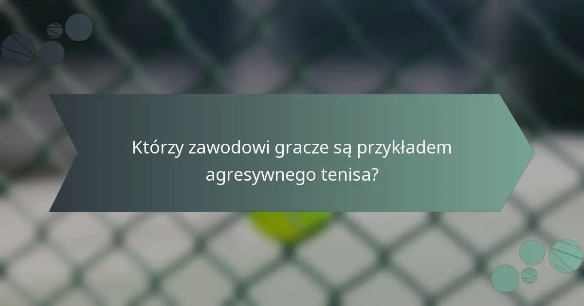 Którzy zawodowi gracze są przykładem agresywnego tenisa?